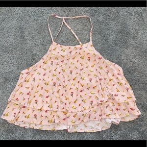 Floral Flowy Cropped Top (Pink) — Forever 21 — size L